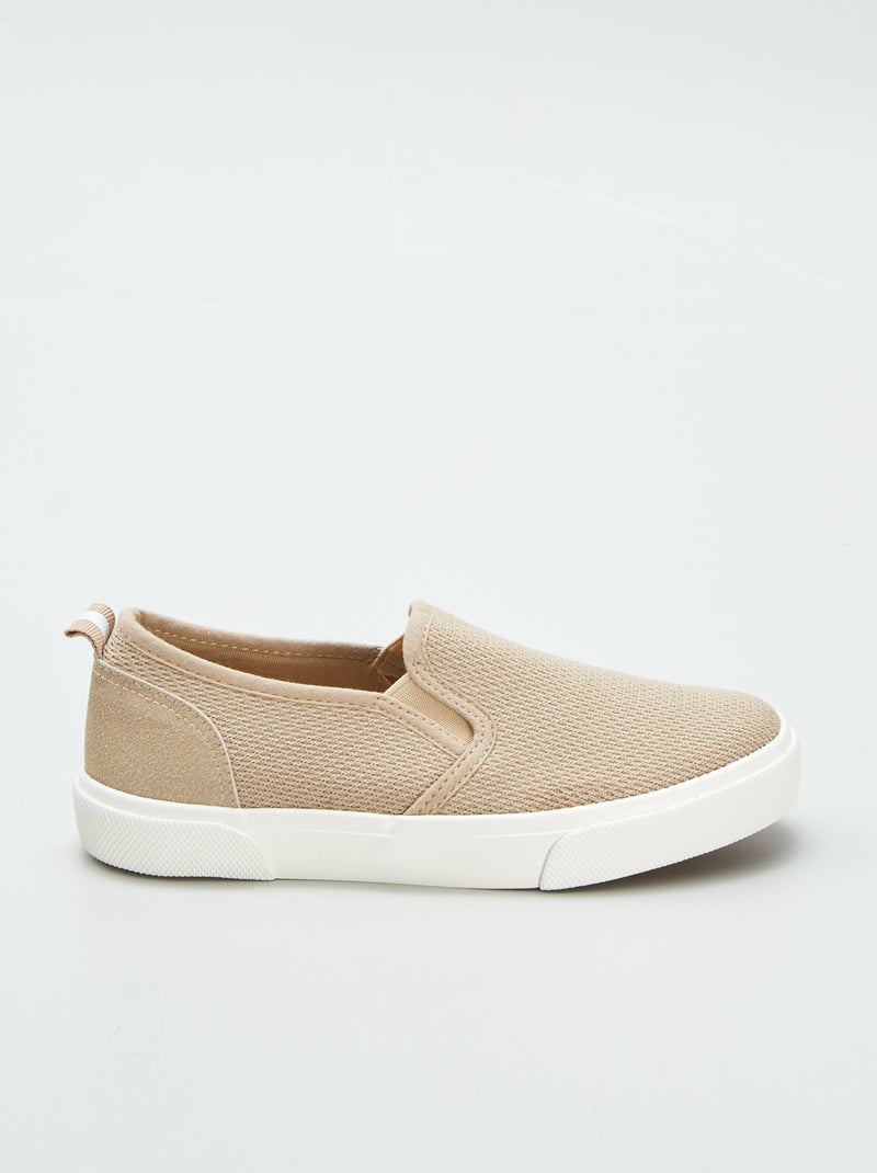 Baskets slip-on en tissu Beige - Kiabi