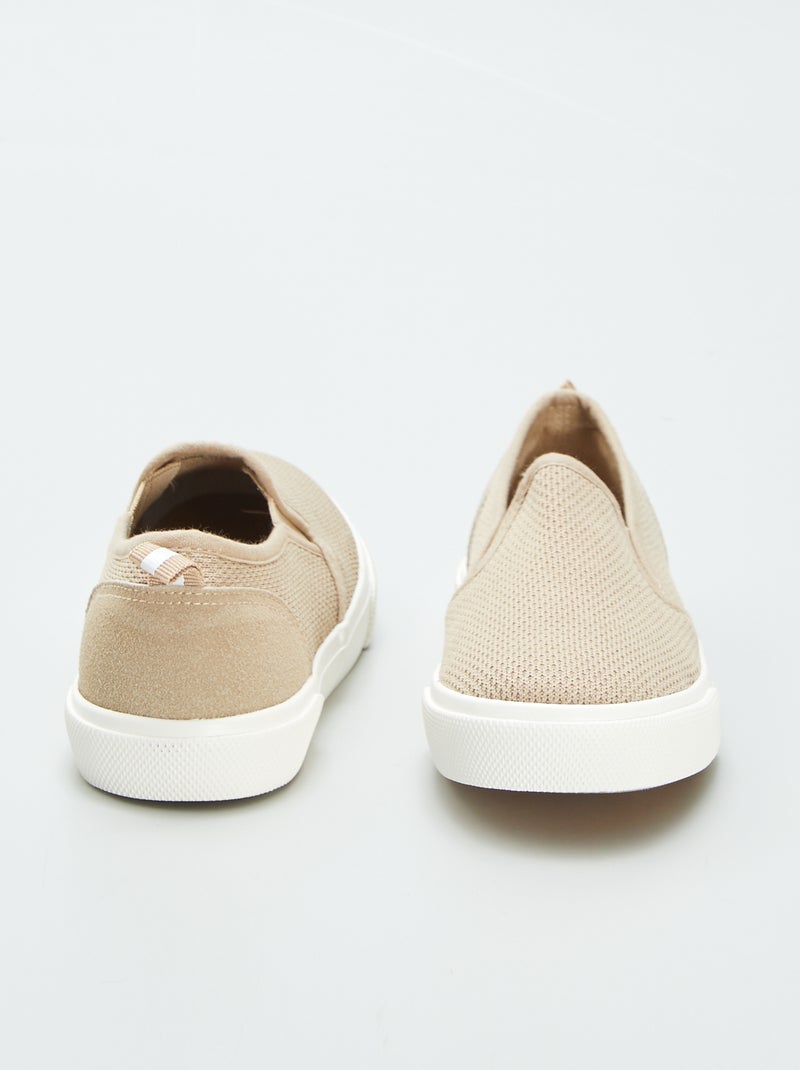 Baskets slip-on en tissu Beige - Kiabi
