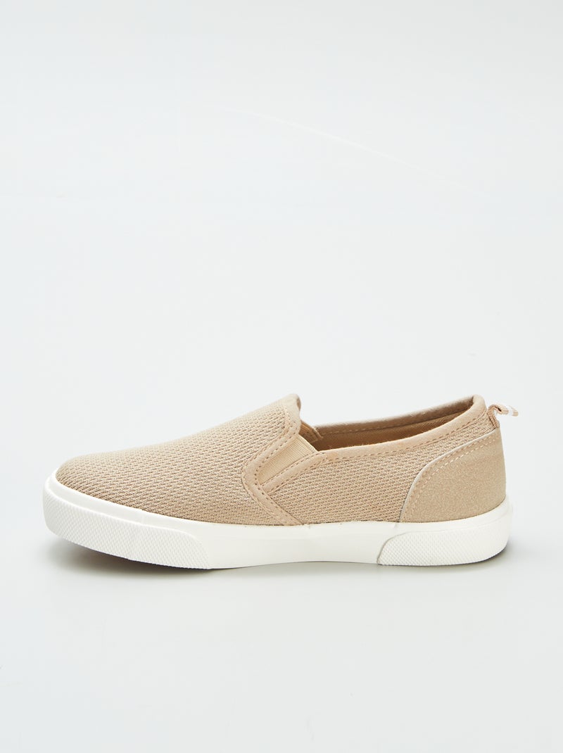 Baskets slip-on en tissu Beige - Kiabi