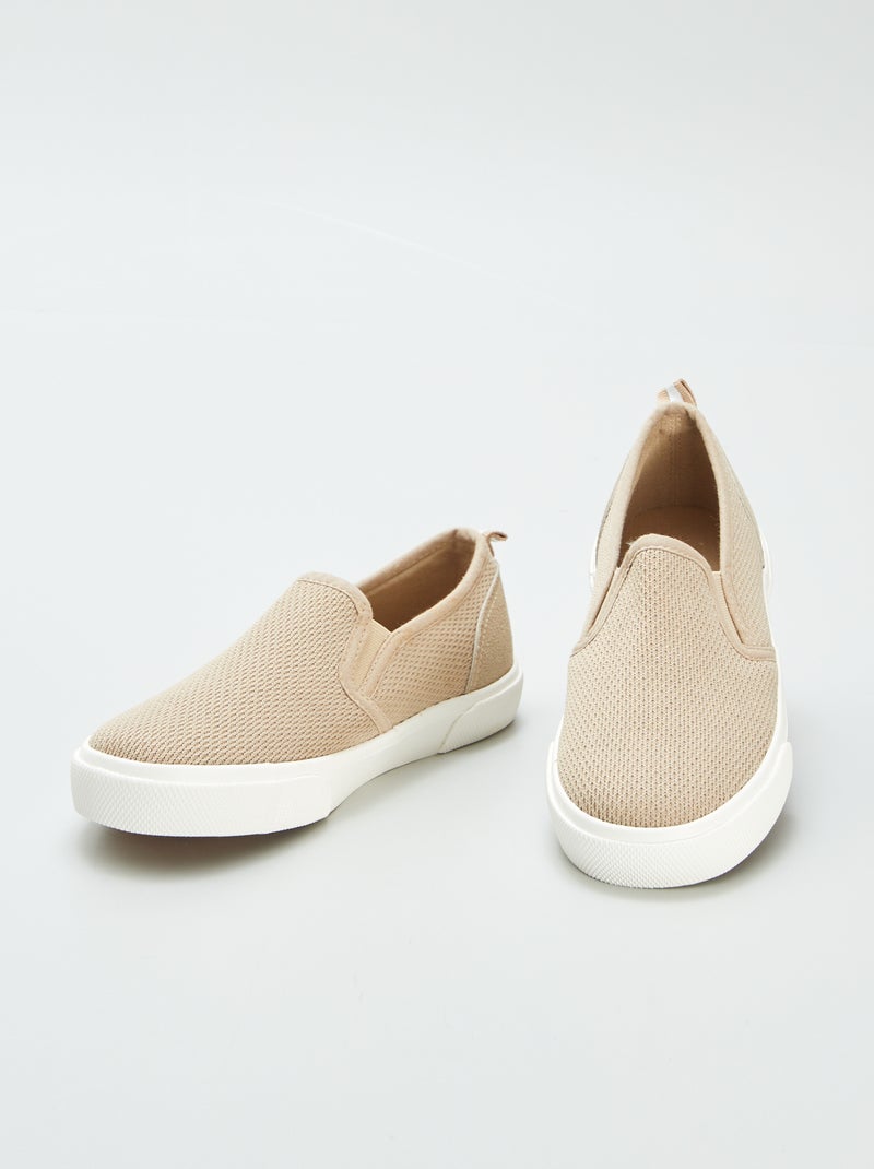 Baskets slip-on en tissu Beige - Kiabi