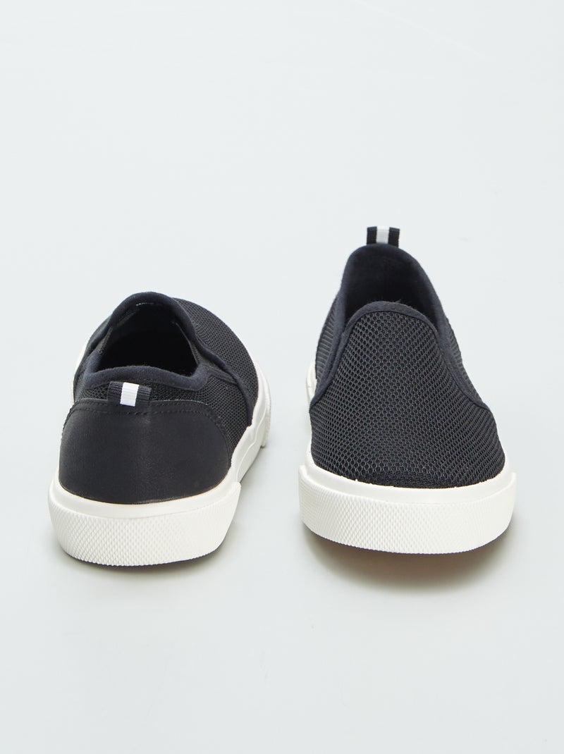 Baskets slip-on en tissu Noir - Kiabi