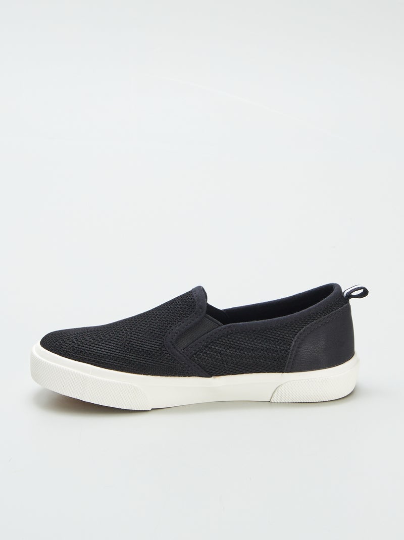 Baskets slip-on en tissu Noir - Kiabi