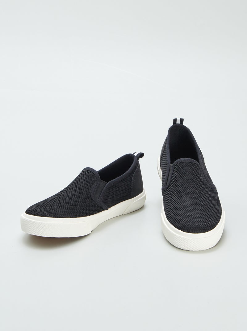 Baskets slip-on en tissu Noir - Kiabi