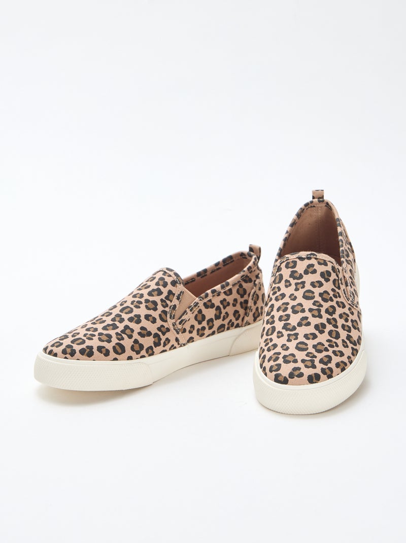 Baskets slip-on imprimé léopard Marron - Kiabi