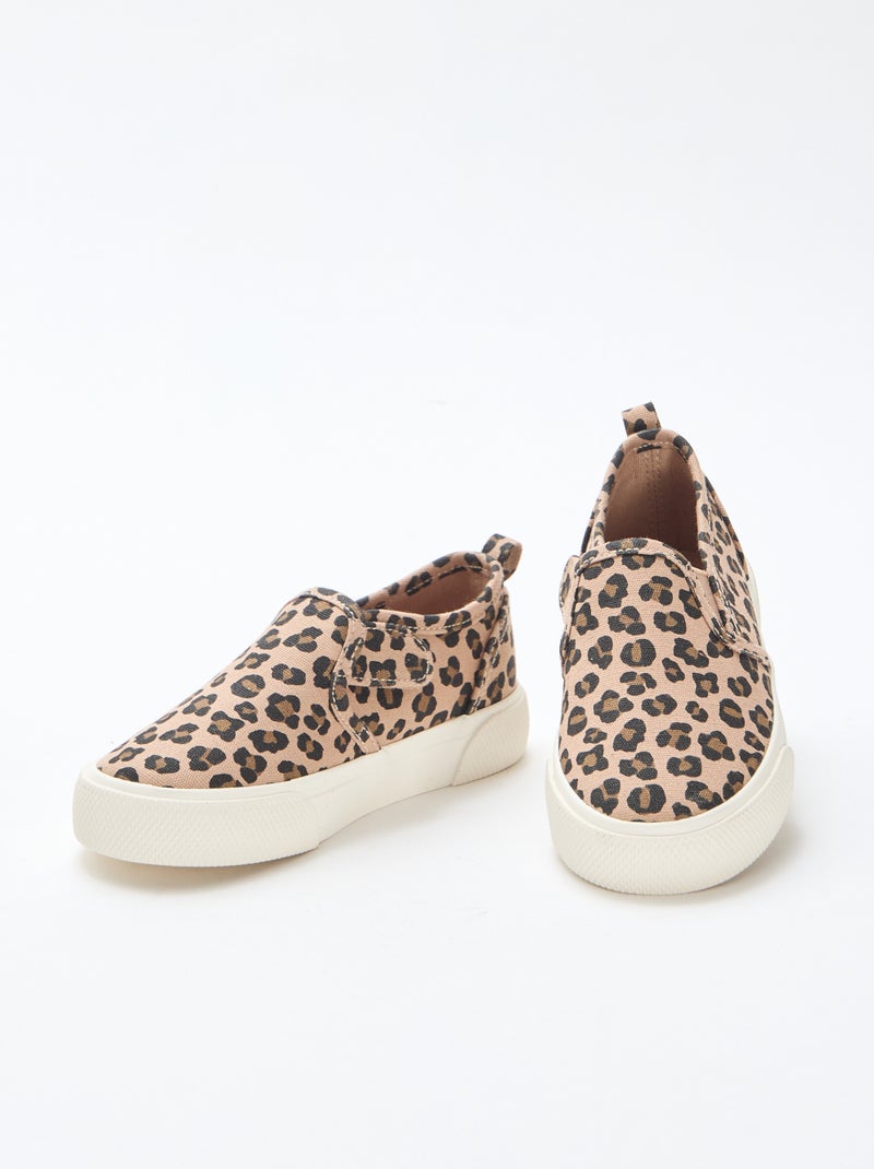 Baskets slip-on léopard Marron - Kiabi