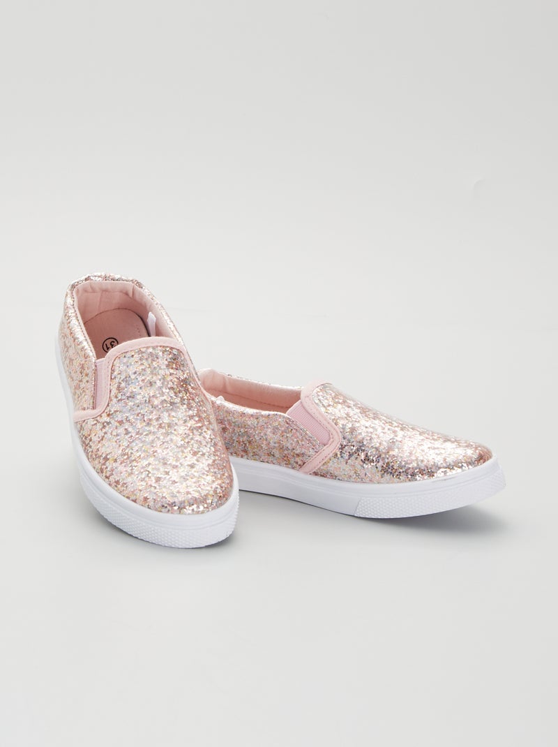Baskets 'slip-on' pailletée rose - Kiabi