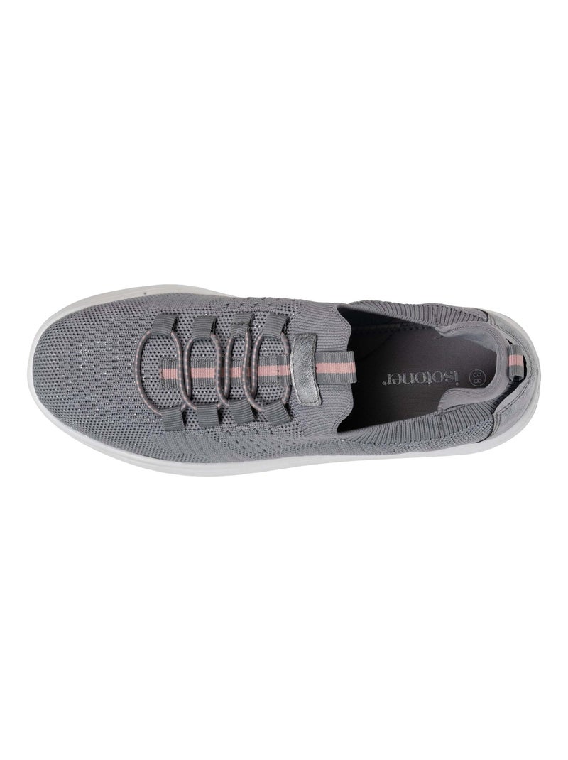 Baskets Slip-On, plateforme compensée avec lacets.  Isotoner Gris Gris - Kiabi