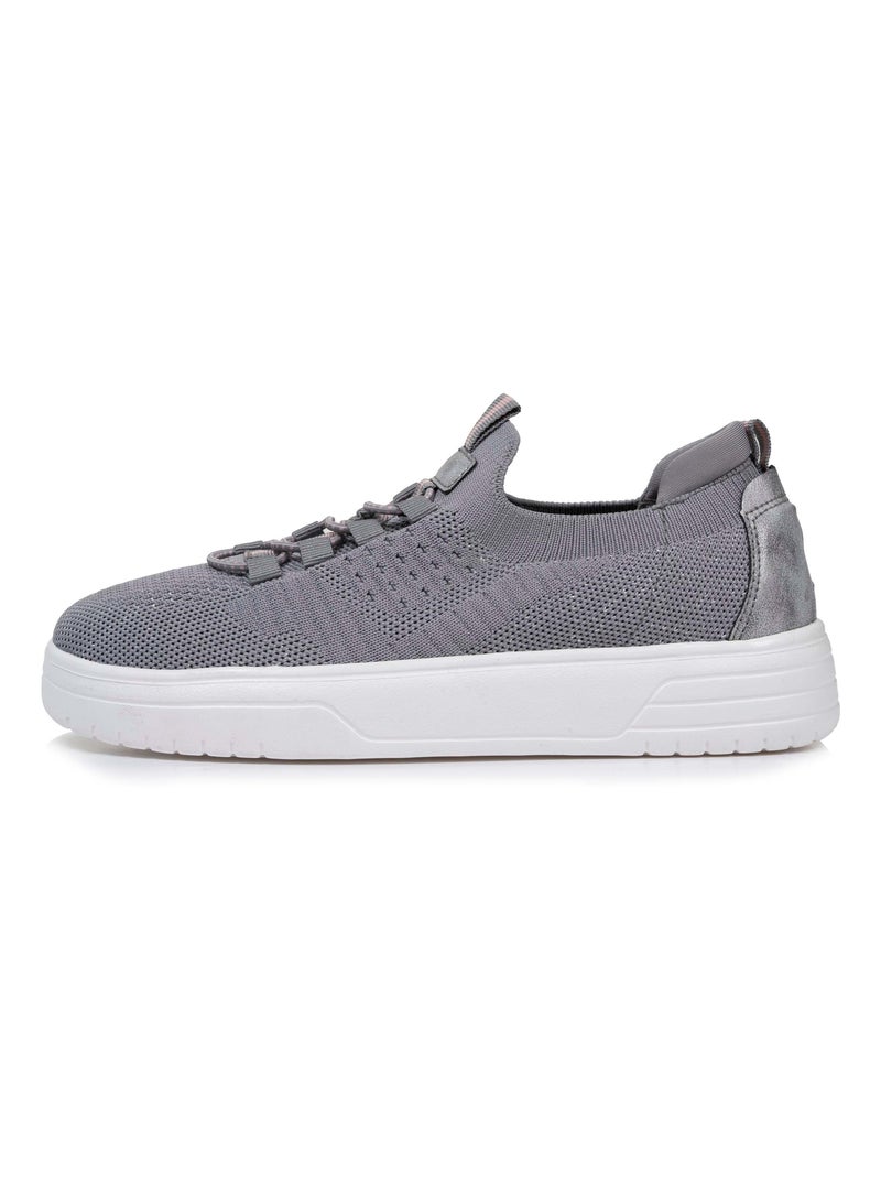 Baskets Slip-On, plateforme compensée avec lacets.  Isotoner Gris Gris - Kiabi