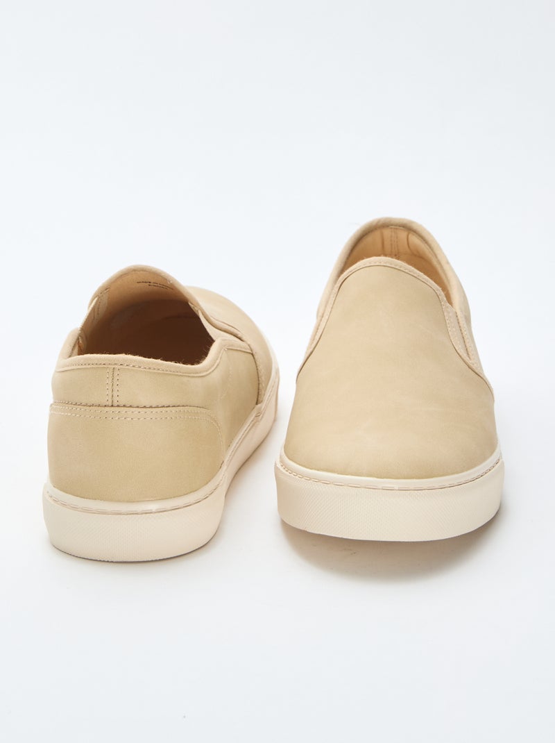 Baskets slip-on type suédine Beige - Kiabi