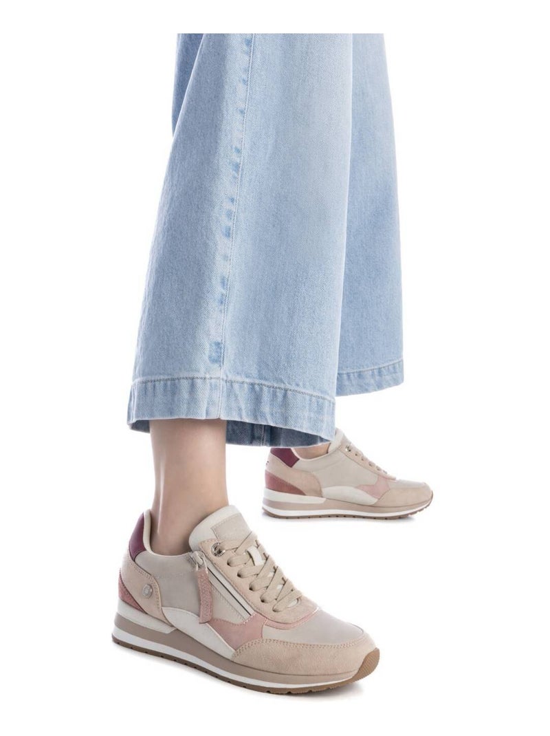 Baskets sport femme à fermeture éclair Crème - Kiabi