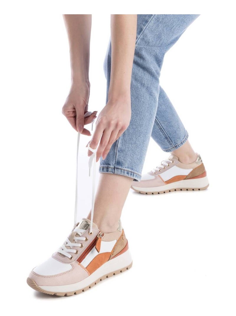 Baskets sport femme à fermeture éclair Crème - Kiabi
