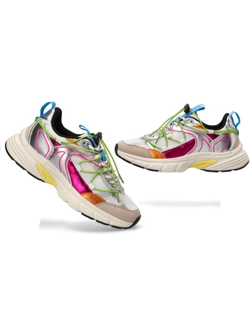 Baskets sport femme à lacets Argent - Kiabi