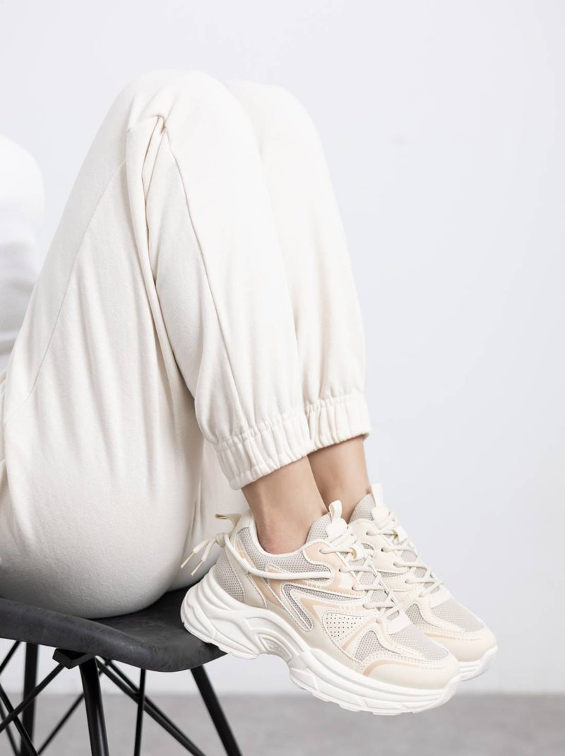 Baskets sport femme à lacets Beige - Kiabi