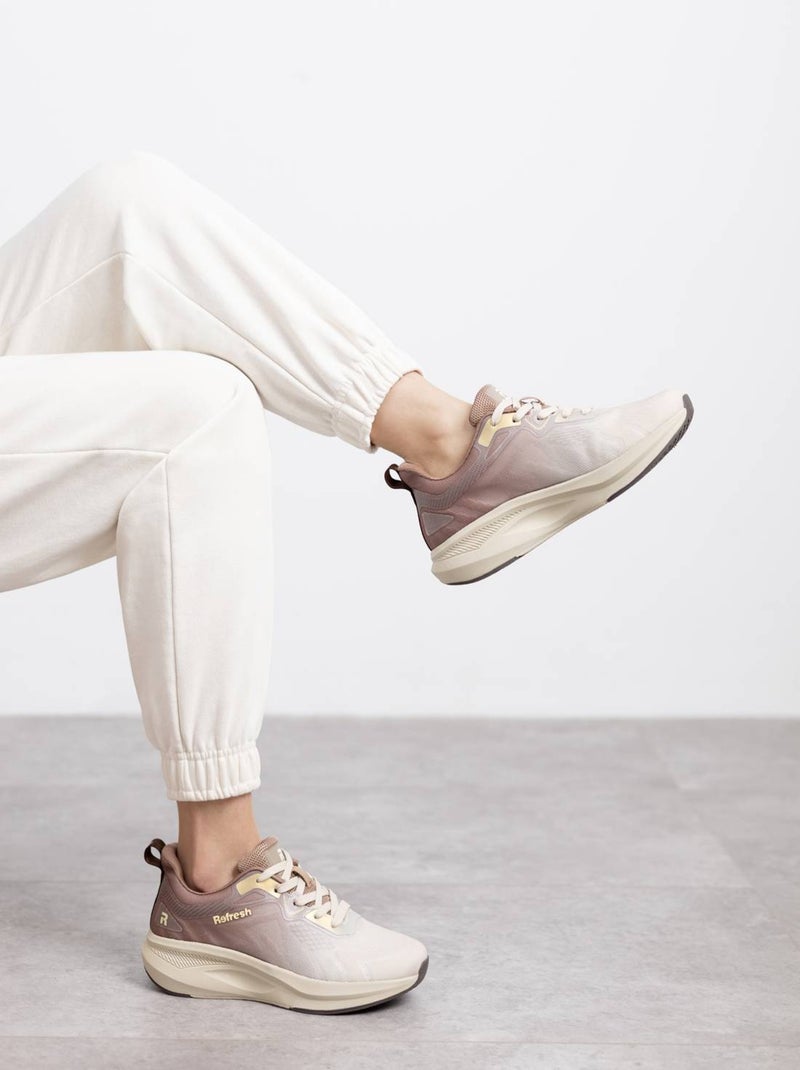 Baskets sport femme à lacets Beige - Kiabi