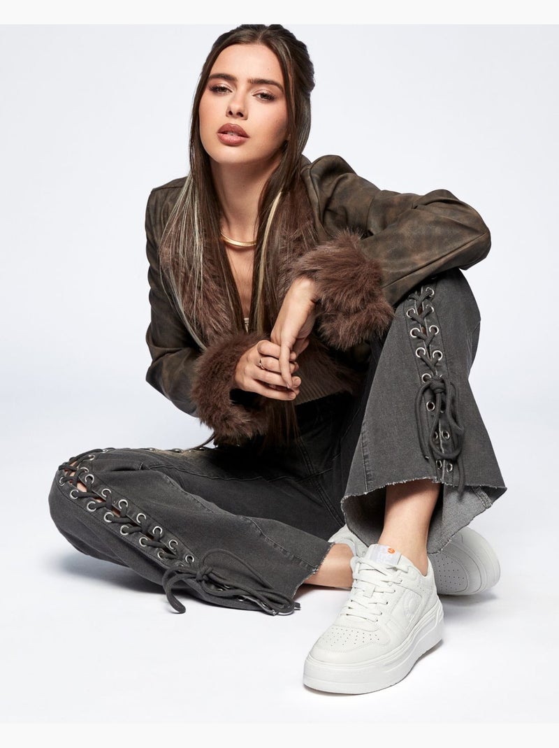 Baskets sport femme à lacets Blanc - Kiabi