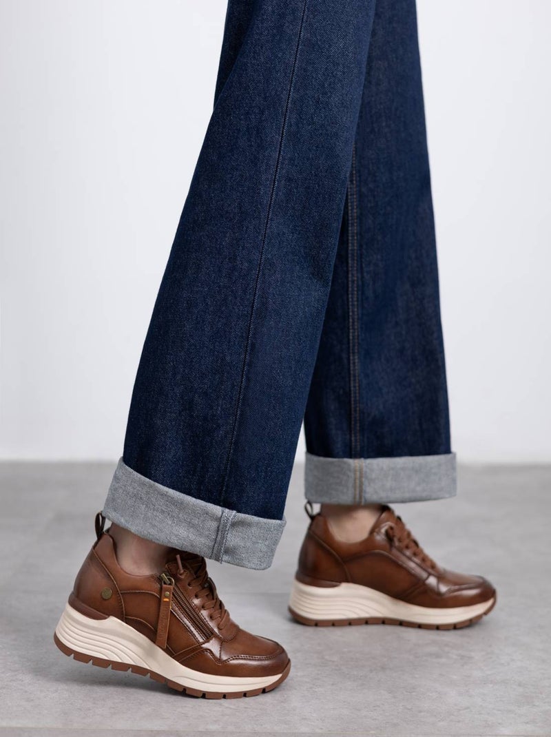 Baskets sport femme à lacets Camel - Kiabi