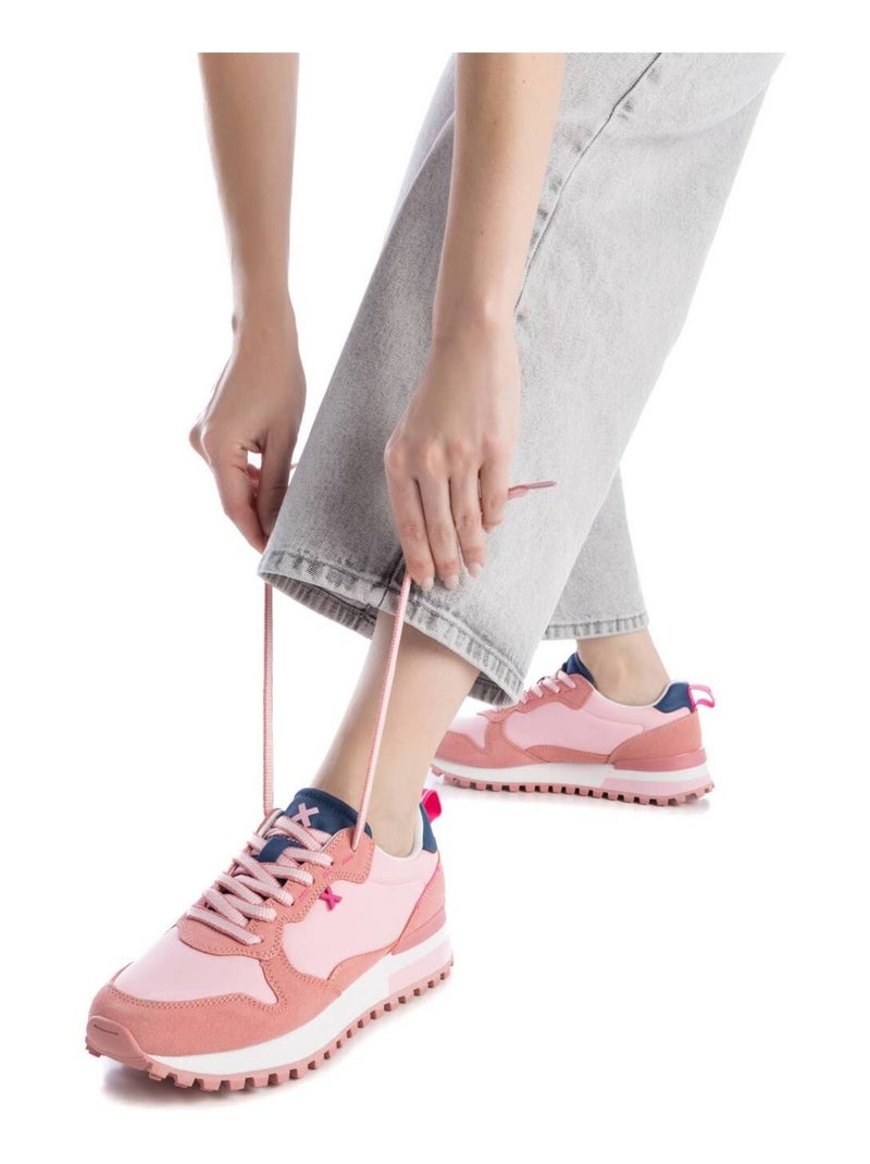 Baskets sport femme à lacets Corail/Turquoise/Crème - Kiabi
