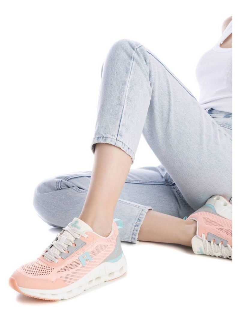 Baskets sport femme à lacets Corail/Turquoise/Crème - Kiabi