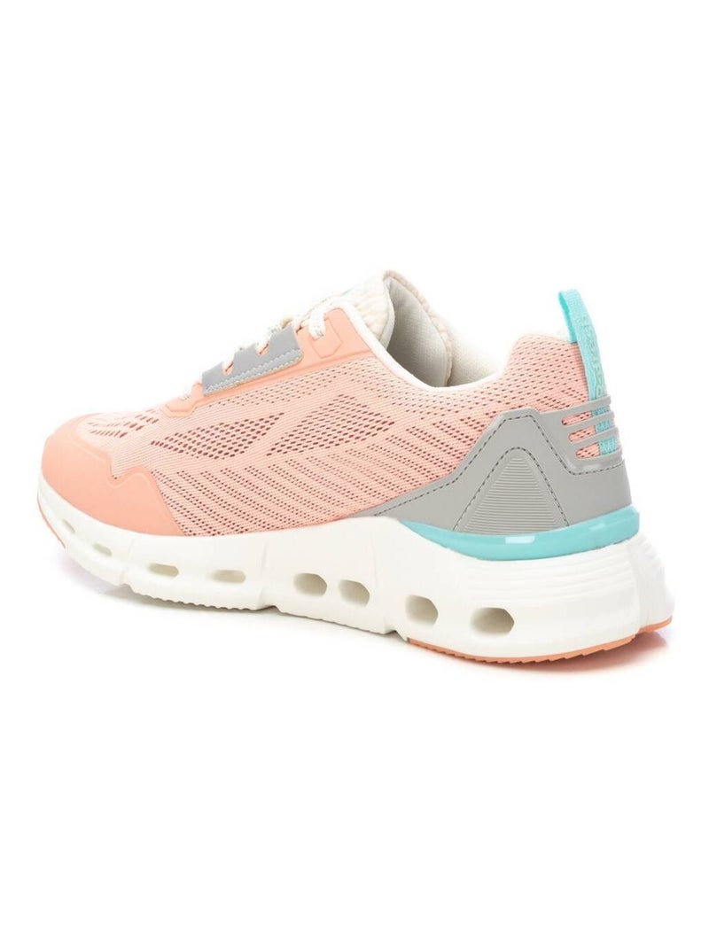 Baskets sport femme à lacets Corail/Turquoise/Crème - Kiabi