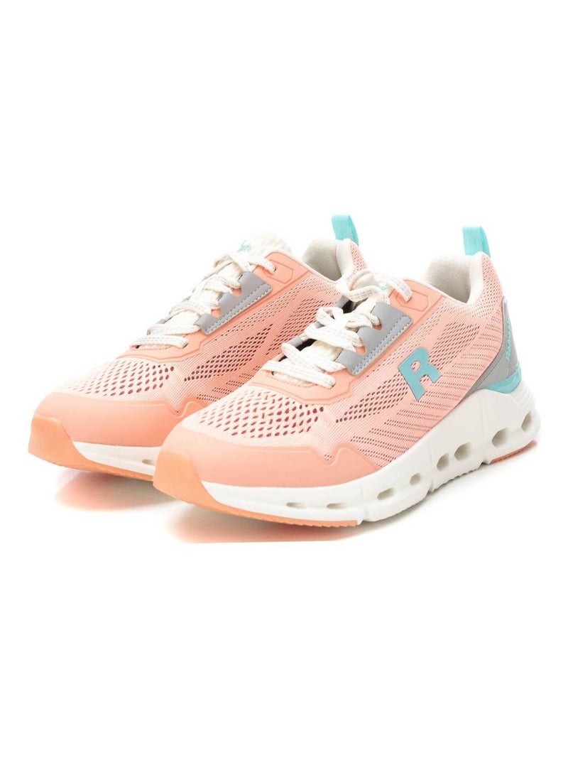 Baskets sport femme à lacets Corail/Turquoise/Crème - Kiabi