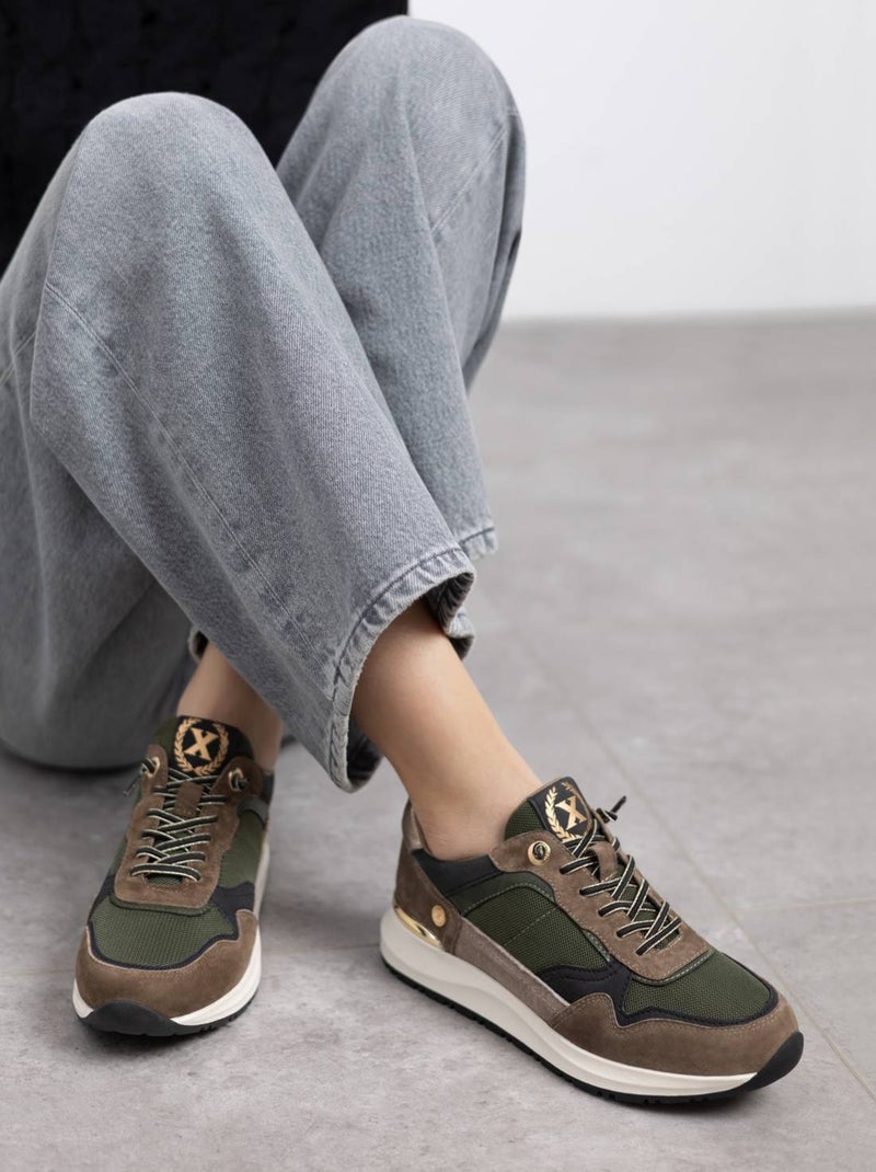 Baskets sport femme à lacets Kaki - Kiabi