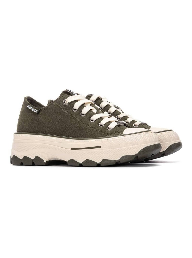 Baskets sport femme à lacets Kaki - Kiabi