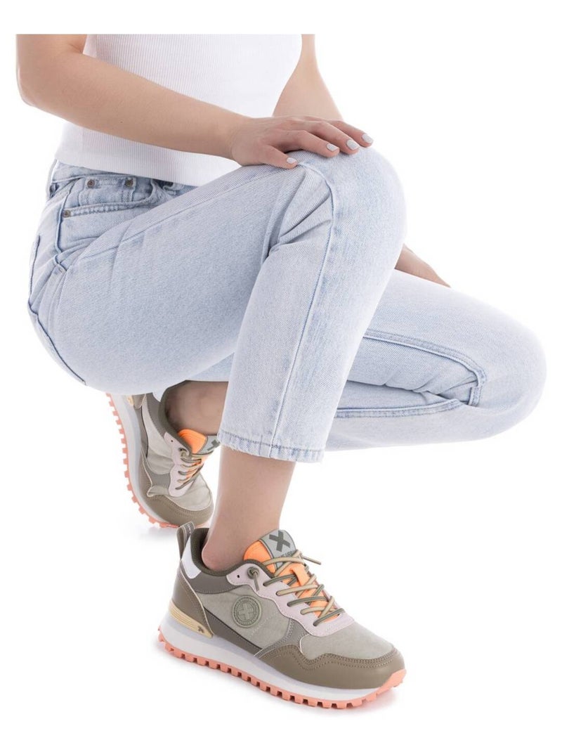 Baskets sport femme à lacets Kaki - Kiabi