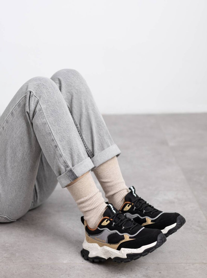 Baskets sport femme à lacets Noir - Kiabi