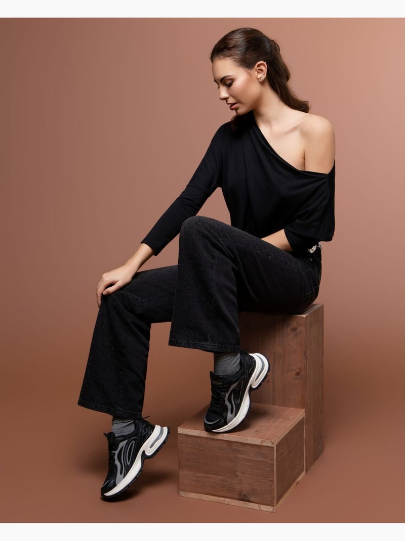 Baskets sport femme à lacets Noir - Kiabi