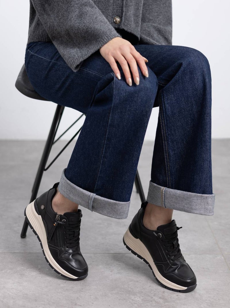 Baskets sport femme à lacets Noir - Kiabi