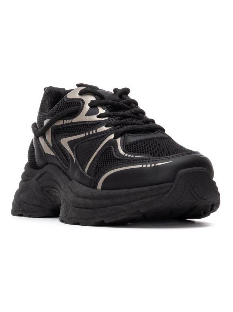 Baskets sport femme à lacets Noir - Kiabi