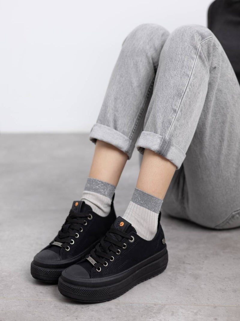 Baskets sport femme à lacets Noir - Kiabi