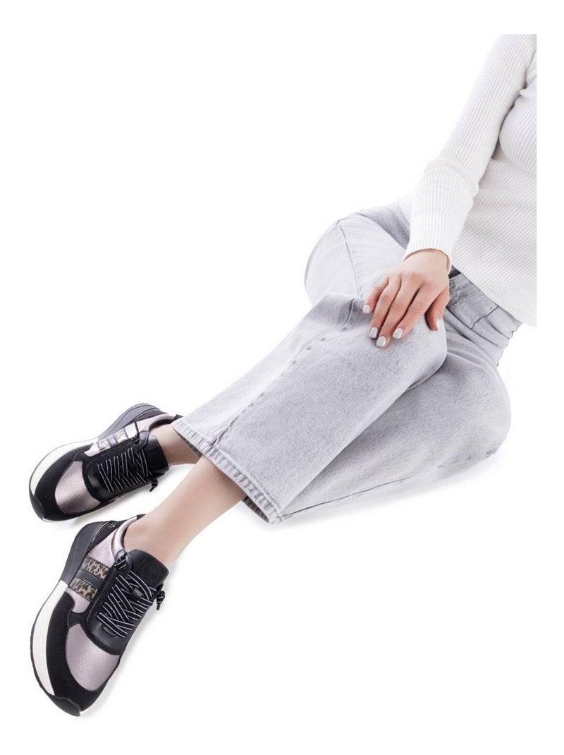 Baskets sport femme à lacets Noir - Kiabi