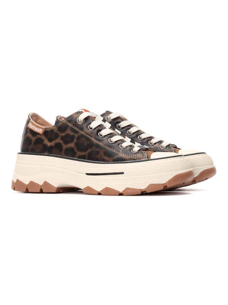 Baskets sport femme à lacets Noir Marron - Kiabi