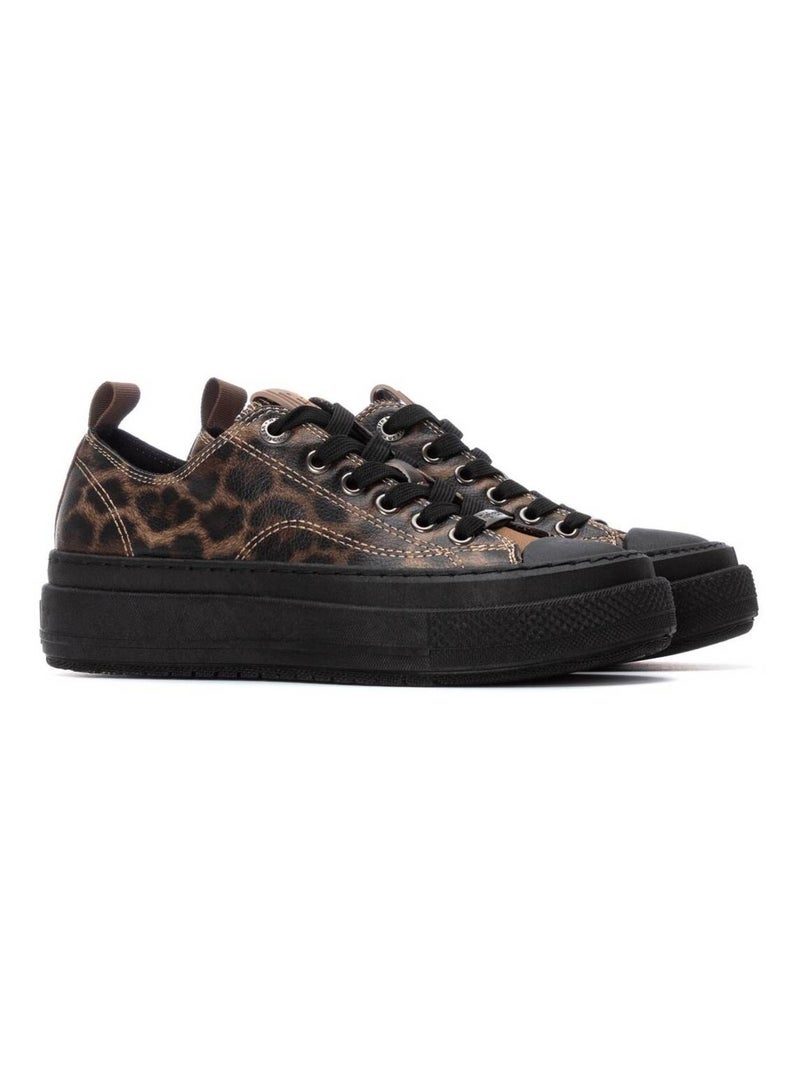 Baskets sport femme à lacets Noir Marron - Kiabi