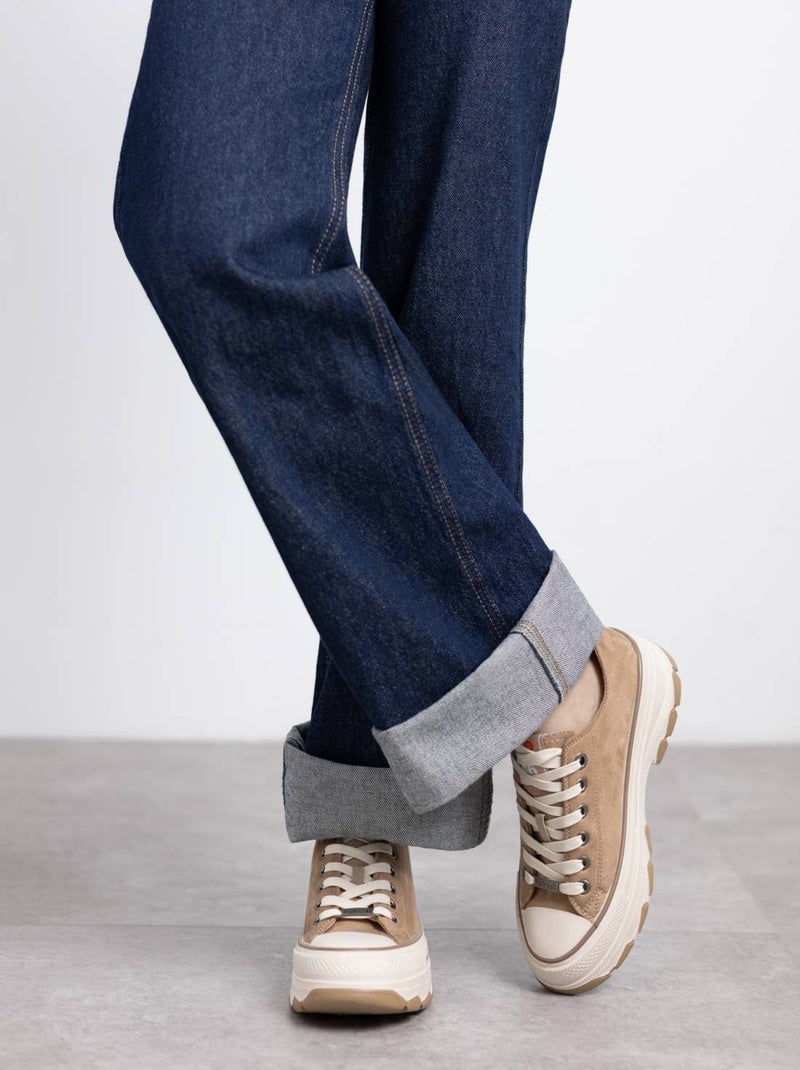 Baskets sport femme à lacets Taupe - Kiabi