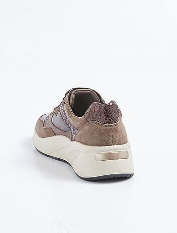 Baskets sportswear en cuir multimatières