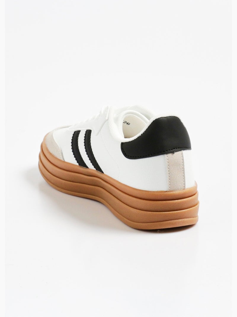 Baskets style rétro bicolore en suédine - AFIBEL Blanc - Kiabi