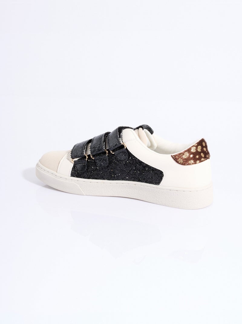 Baskets tendance multimatières à scratchs - AFIBEL Beige/Noir - Kiabi