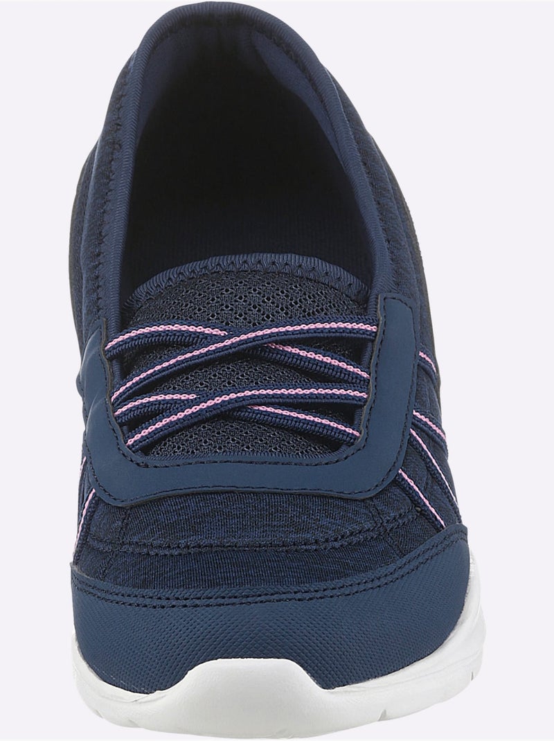 Baskets textile avec élastiques et semelle intérieure confortable - Taille standard - Helline Bleu marine - Kiabi