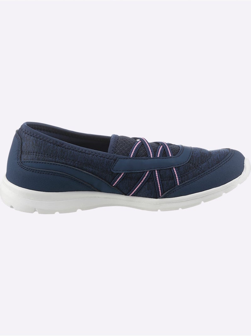 Baskets textile avec élastiques et semelle intérieure confortable - Taille standard - Helline Bleu marine - Kiabi