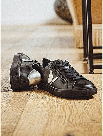 Baskets tout cuir zip et lacets - PEDICONFORT