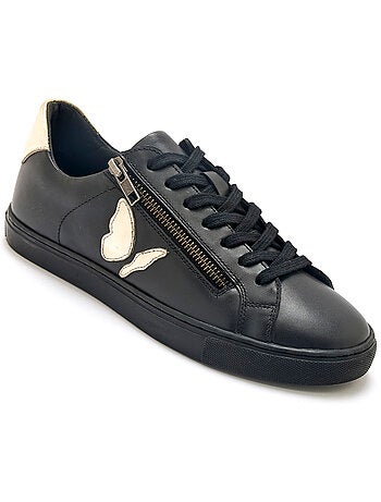 Baskets tout cuir zip et lacets