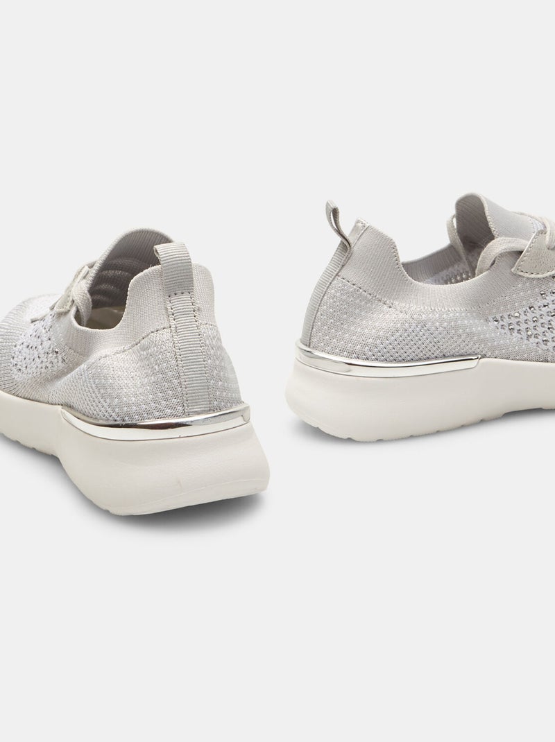 Baskets tricot ajouré à lacets BATA Gris - Kiabi