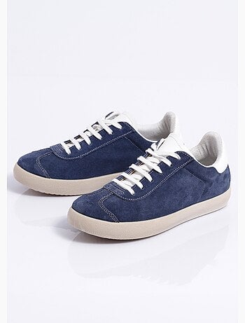 Baskets unies compensées cuir à lacets - Afibel