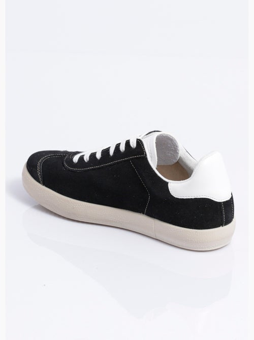 Baskets unies compensées cuir à lacets - Afibel - Kiabi