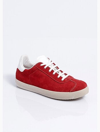 Baskets unies compensées cuir à lacets - Afibel