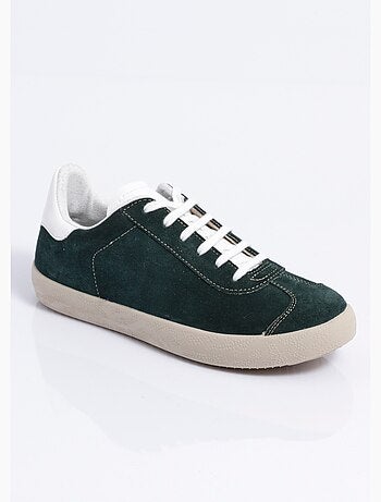 Baskets unies compensées cuir à lacets - Afibel