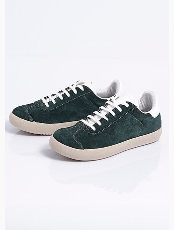 Baskets unies compensées cuir à lacets - Afibel