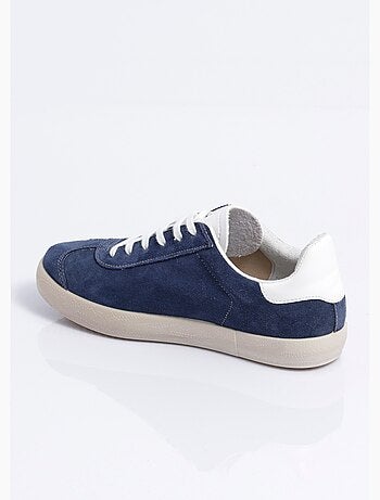 Baskets unies compensées cuir à lacets